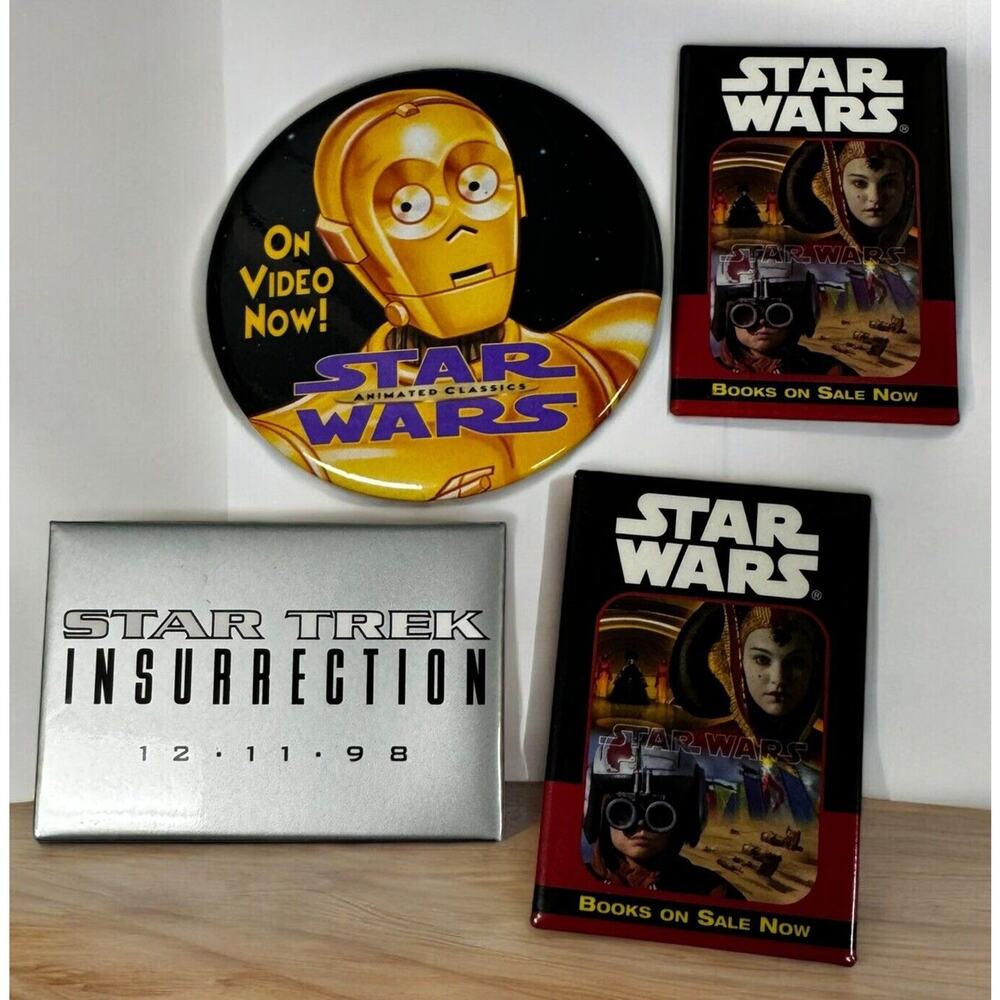 Vtg 4 Disney Movie‎ WalMart Employee Button Pins Star Wars Star Trek 1990s